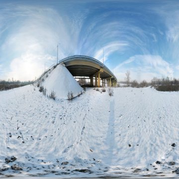 Волгоградская область. Волго-Ахтубинская пойма. Новый мост. Участок над ериком Верблюд.  Зима 2011